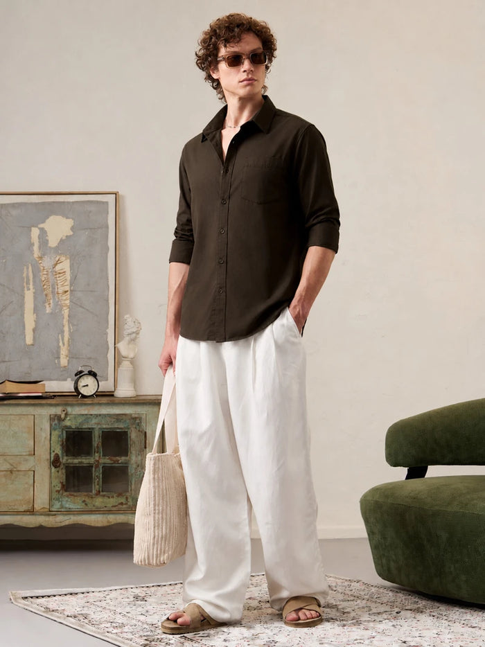Fyneshyt Oversized Shirt —  Dark Mocha