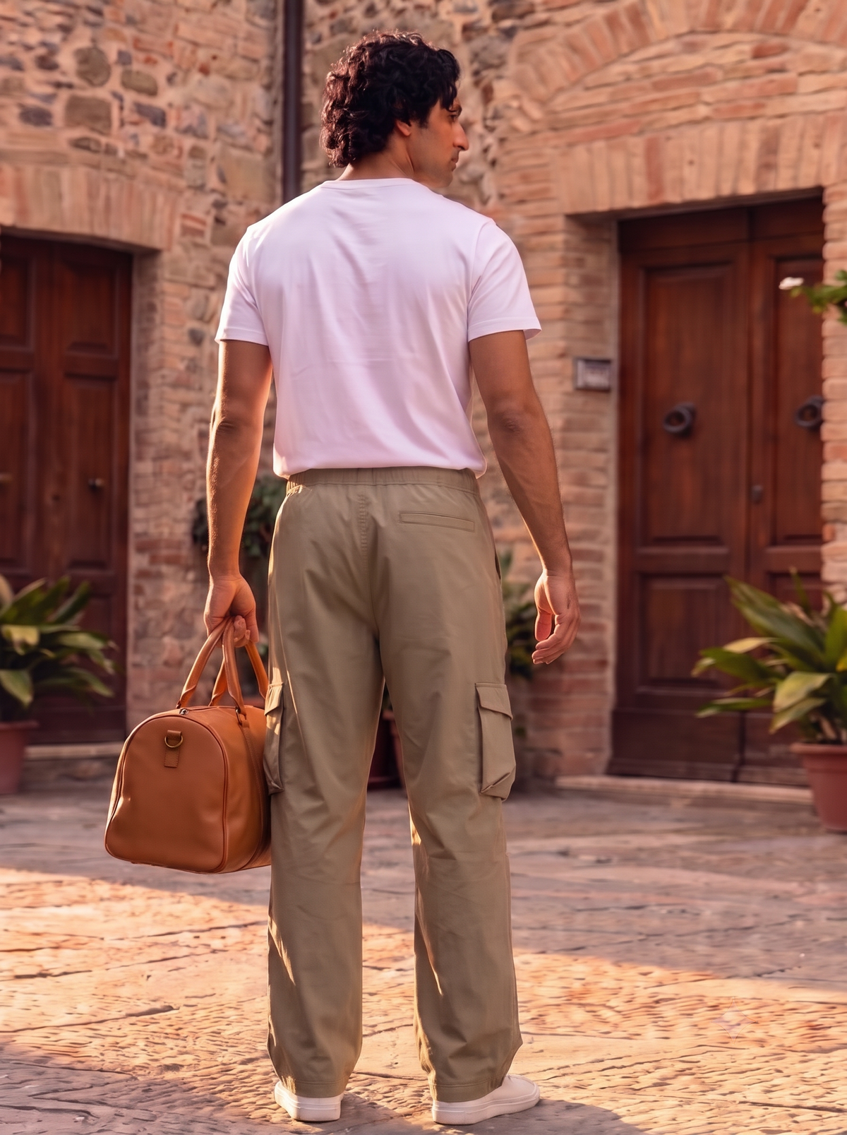 Korean Loose Fit Cargo Pants — Khaki